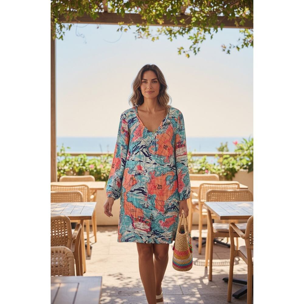 LILY PULITZER Dress Women's 8 Silk X Marks the Spot Connie Mini Cruise Spring